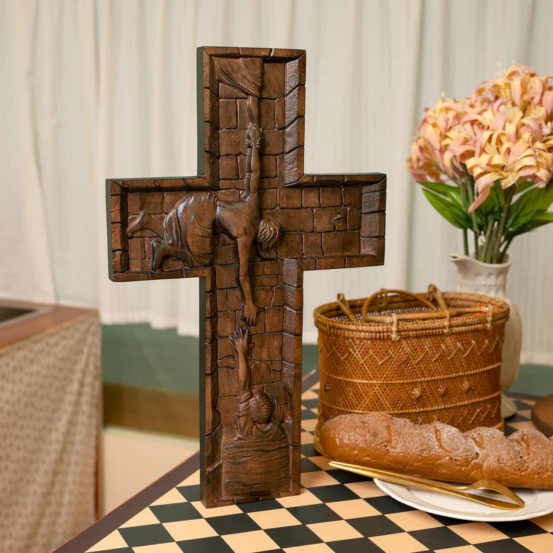 Savior Jesus Cross Godly Grind Christian Carved