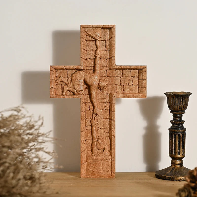 Savior Jesus Cross Godly Grind Christian Carved