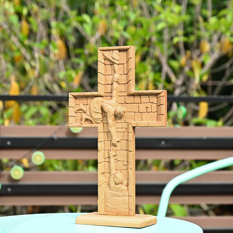 Savior Jesus Cross Godly Grind Christian Carved