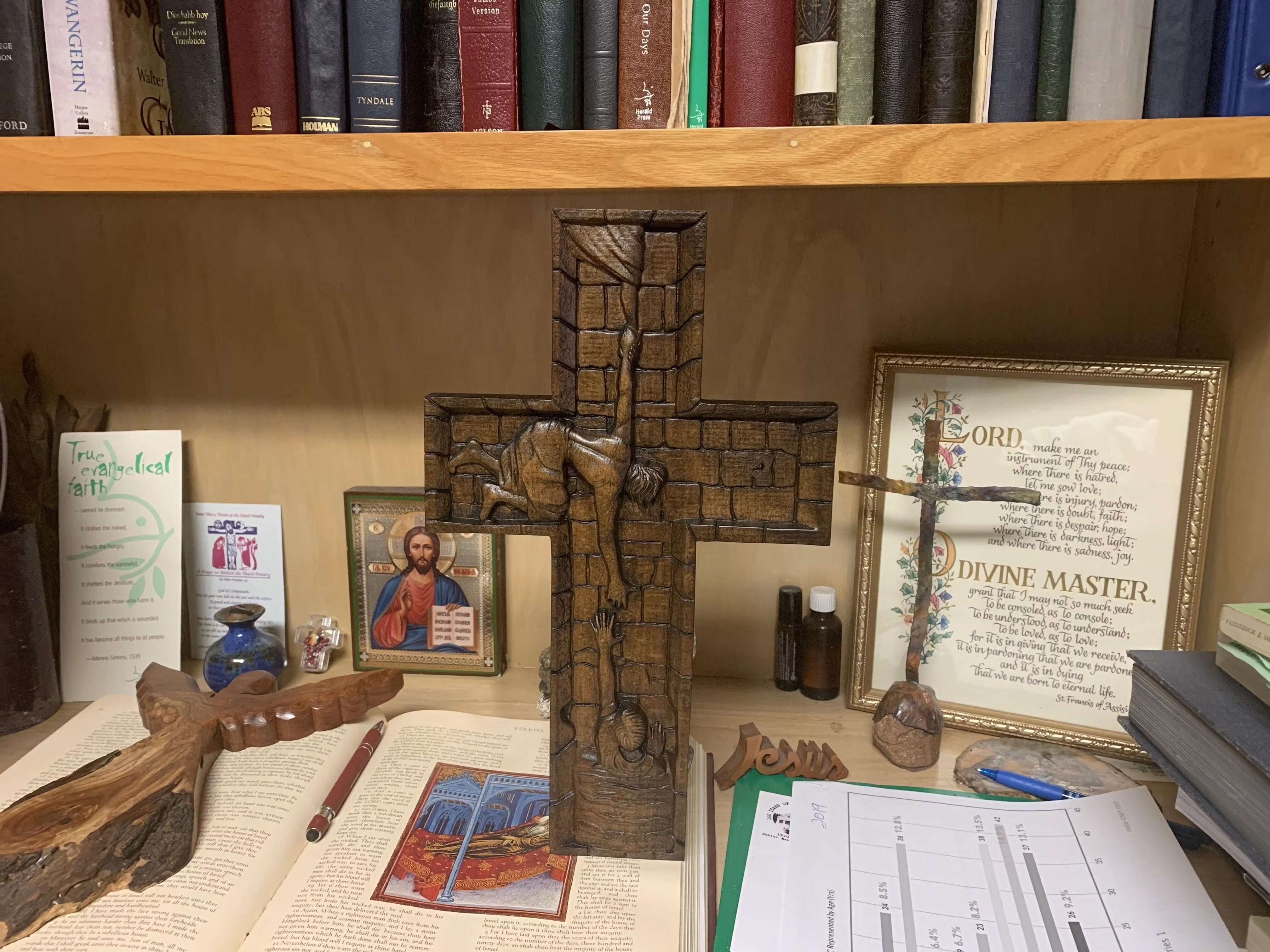 Savior Jesus Cross Godly Grind Christian Carved