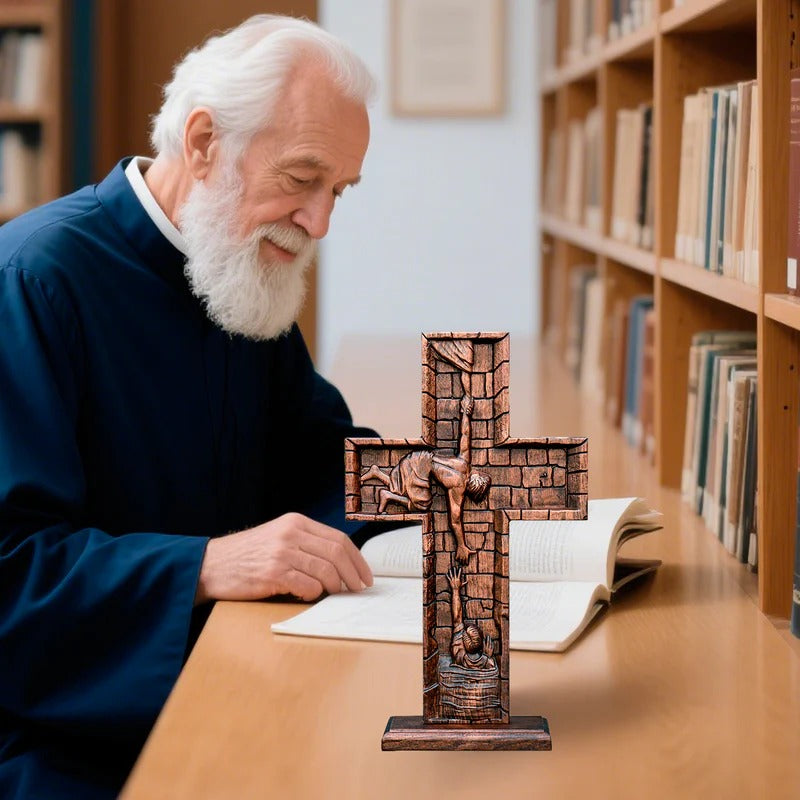 Savior Jesus Cross Godly Grind Christian Carved