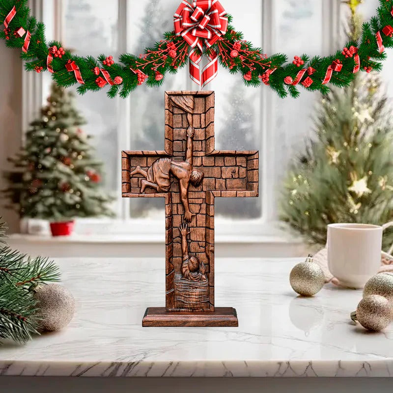 Savior Jesus Cross Godly Grind Christian Carved