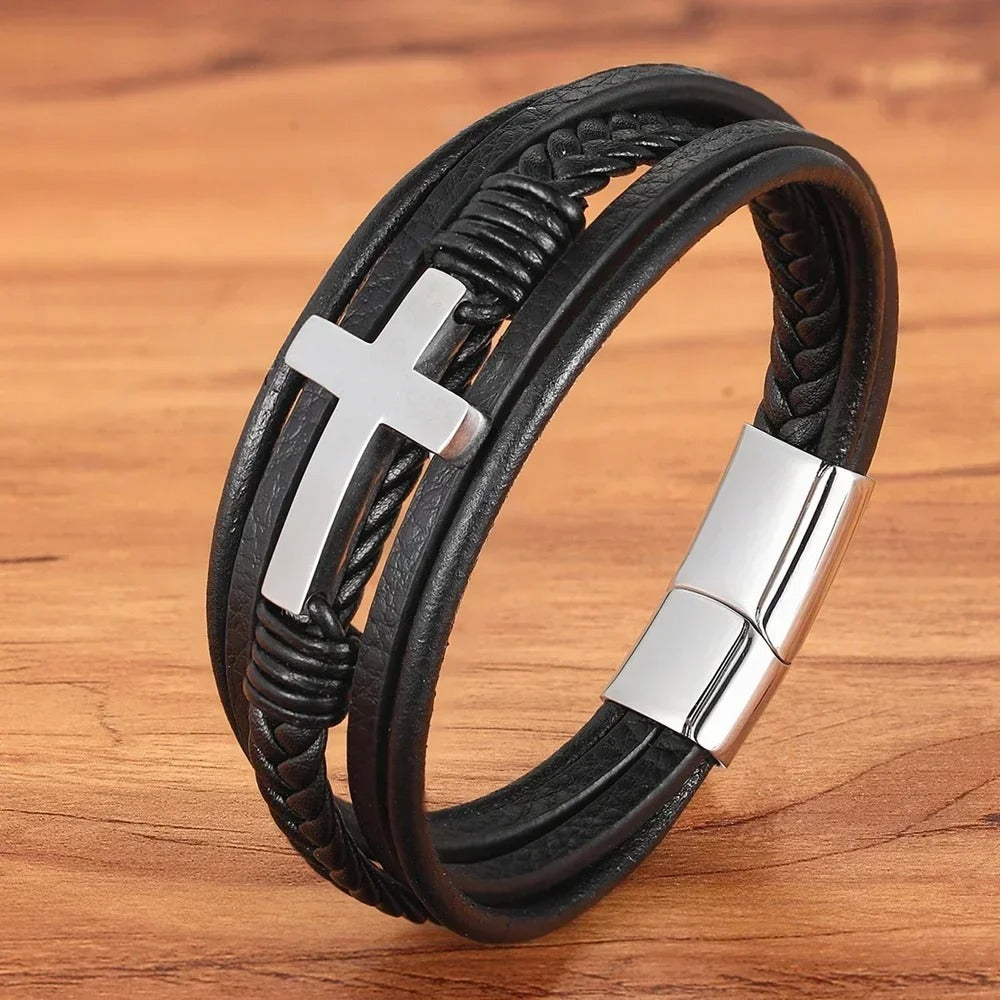 Cross Godly Grind Bracelet High Quality Leather