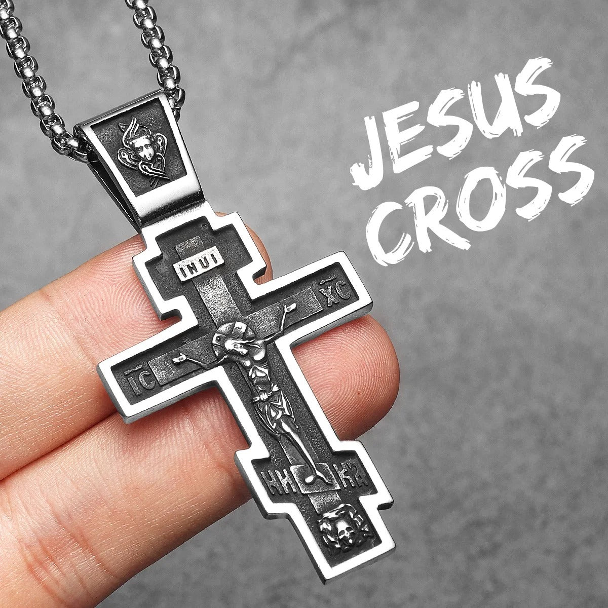 Simple Cross Jesus Amulets Stainless Steel Necklaces