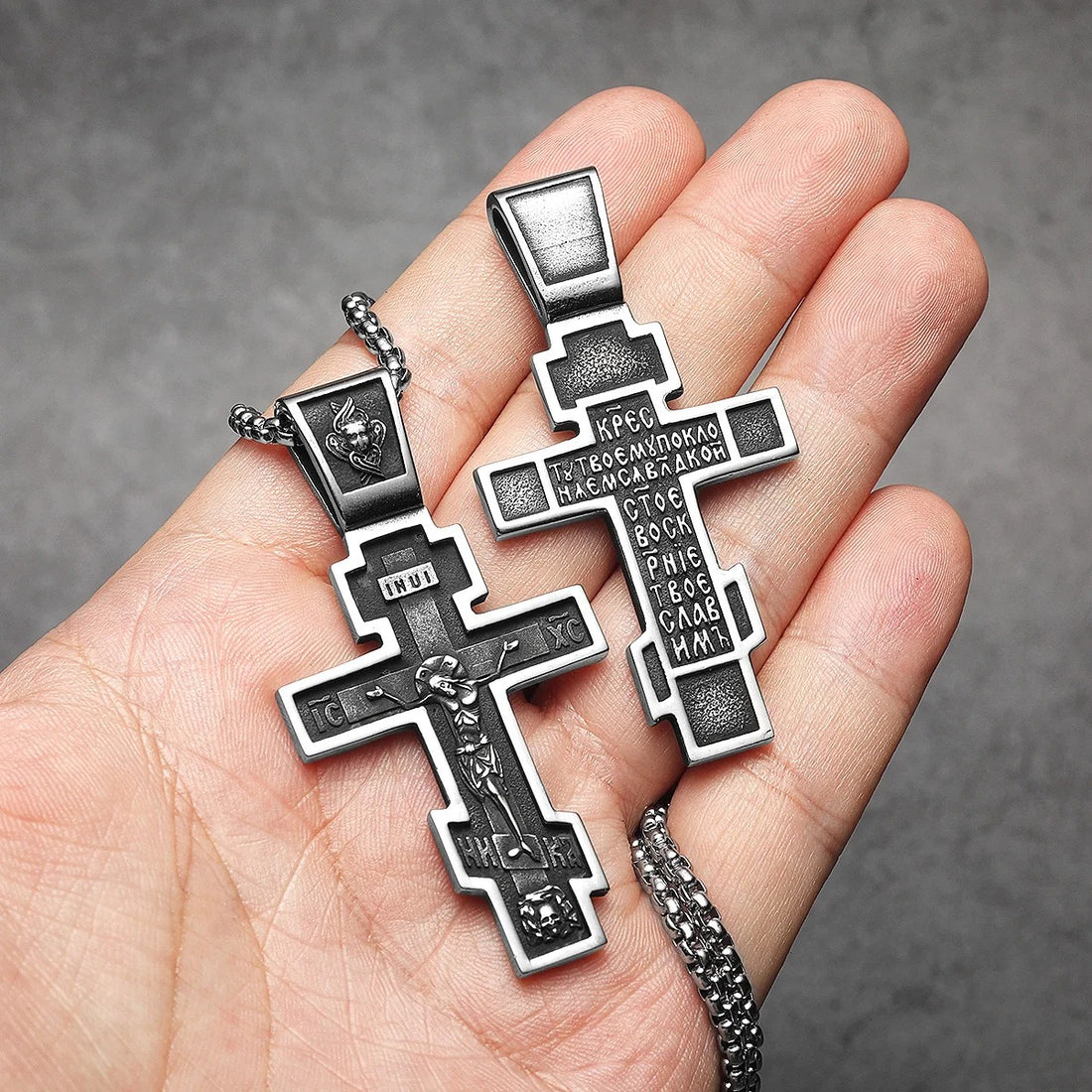 Simple Cross Jesus Amulets Stainless Steel Necklaces