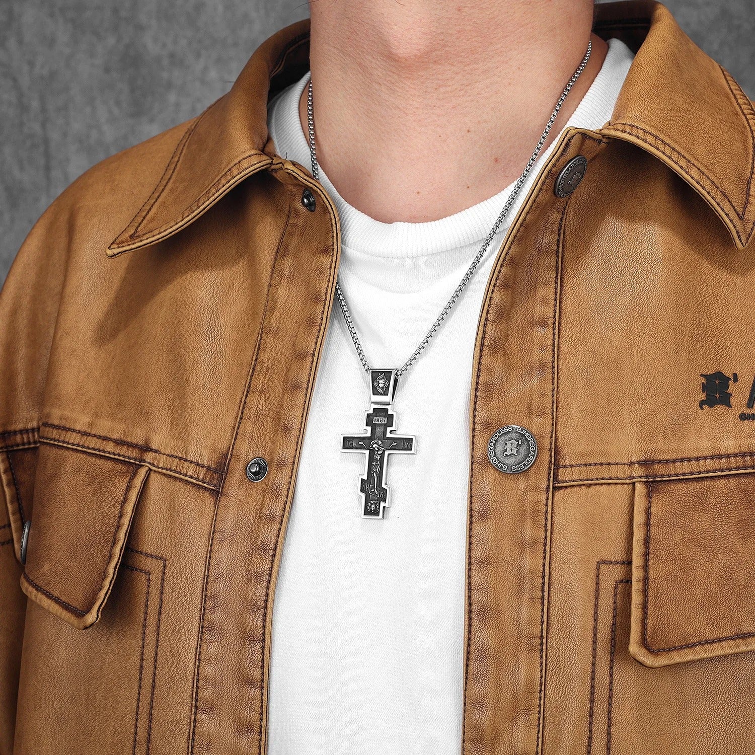 Simple Cross Jesus Amulets Stainless Steel Necklaces