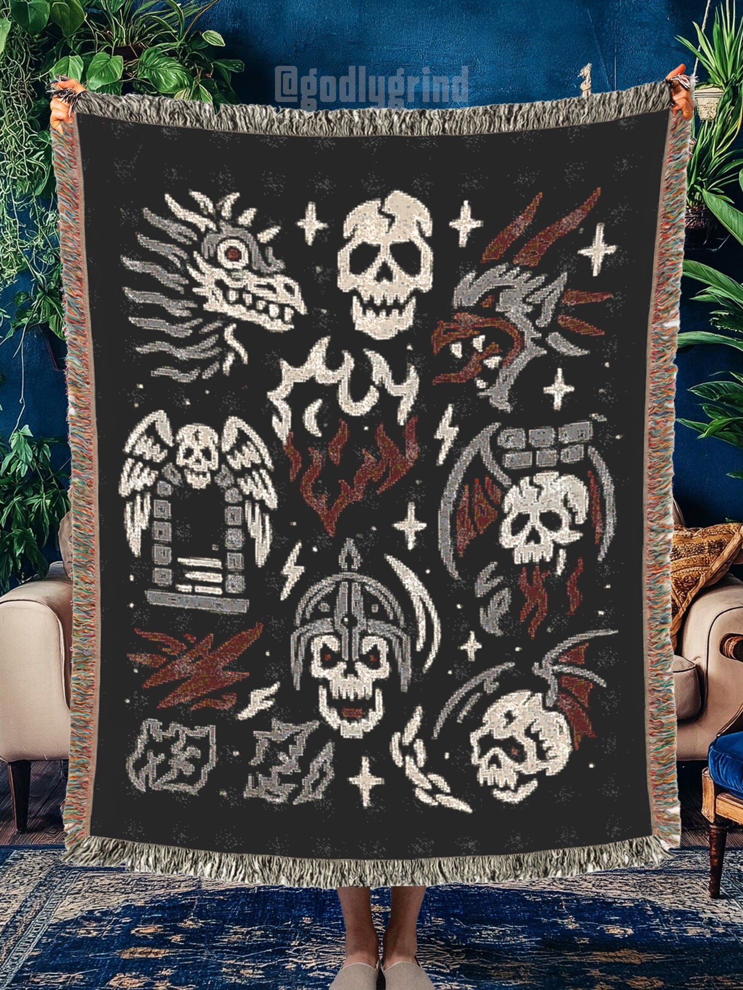 Skullborn Saga Witchcraft Woven Blankets