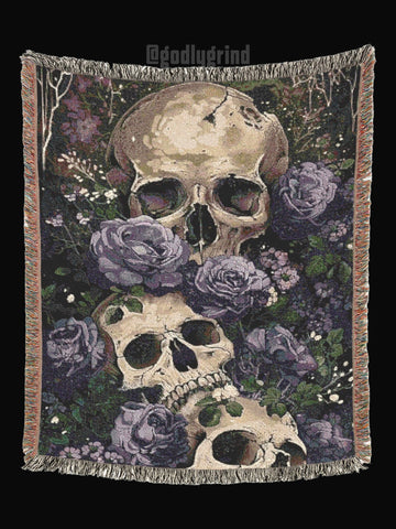 Skulls and Roses Woven Blanket