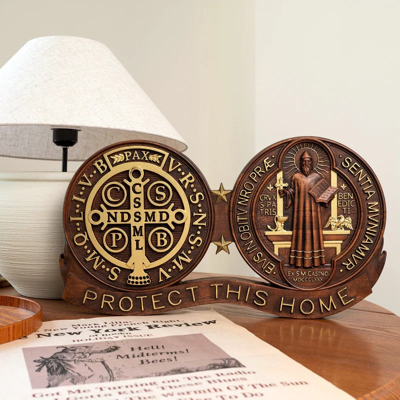 St. Benedict's Exorcism Medal Christian Wall Plaque GodlyGrind