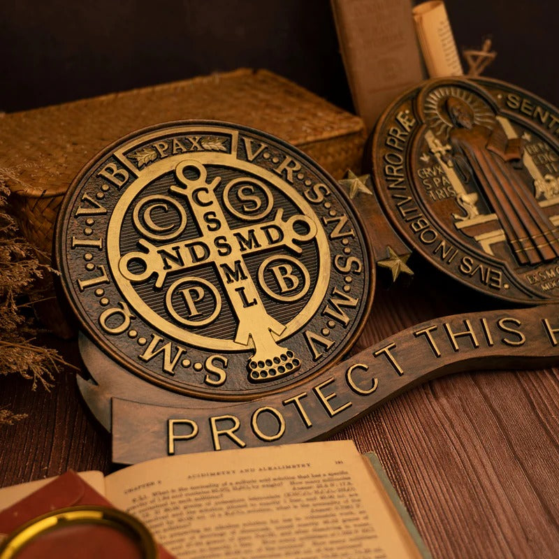 St. Benedict's Exorcism Medal Christian Wall Plaque GodlyGrind
