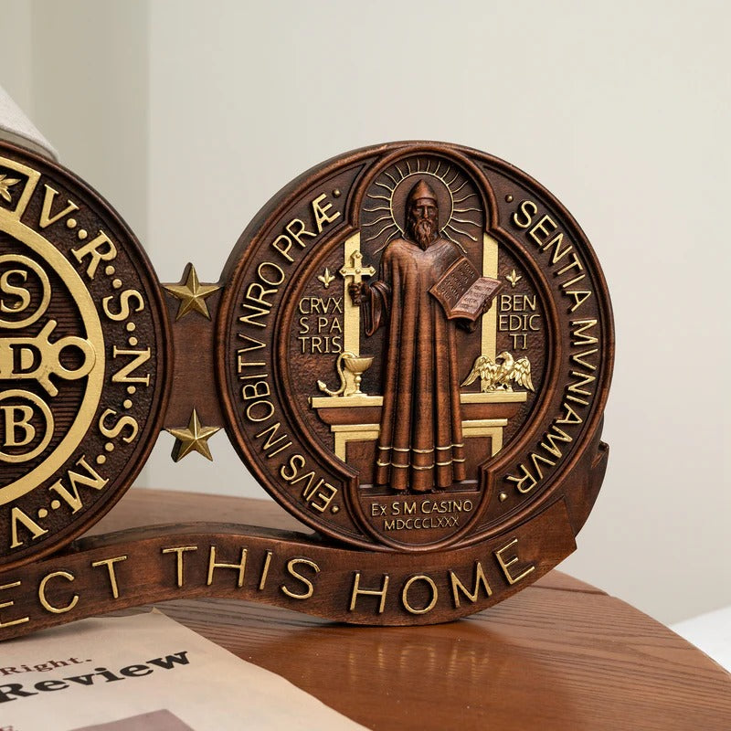 St. Benedict's Exorcism Medal Christian Wall Plaque GodlyGrind