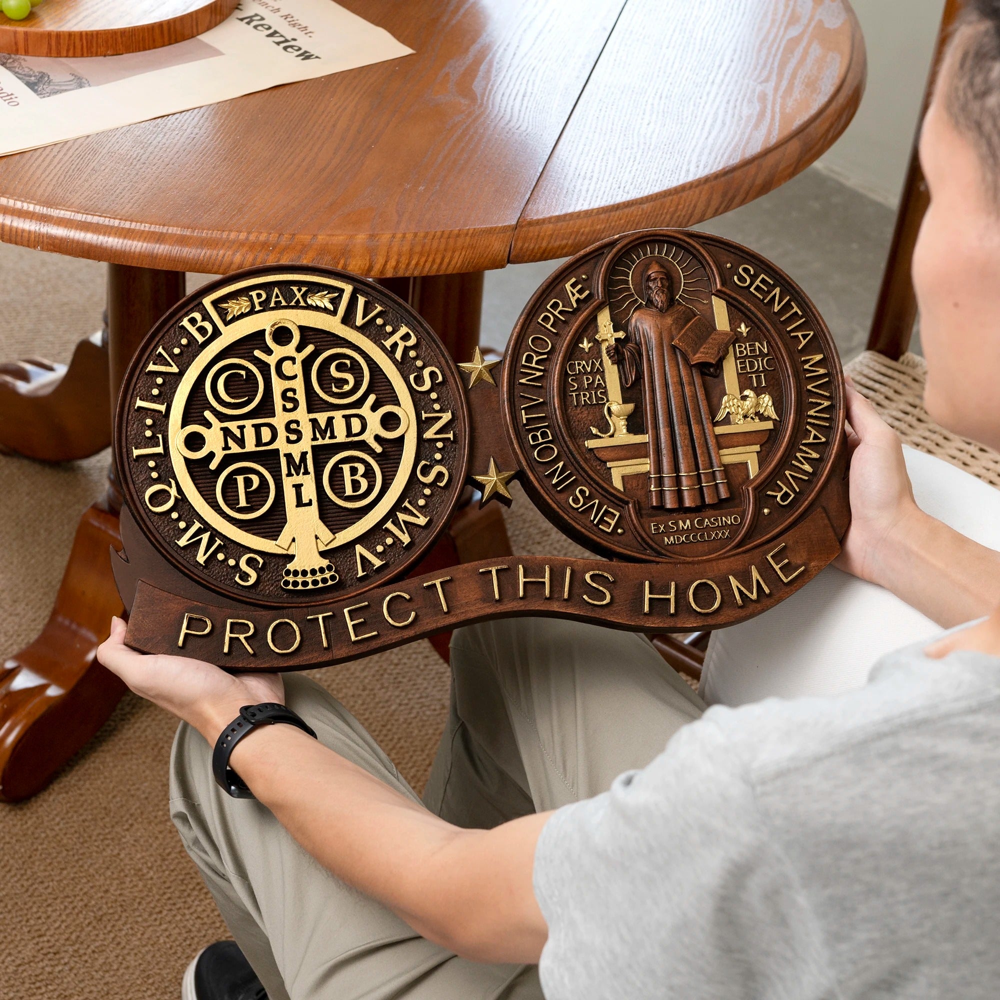 St. Benedict's Exorcism Medal Christian Wall Plaque GodlyGrind