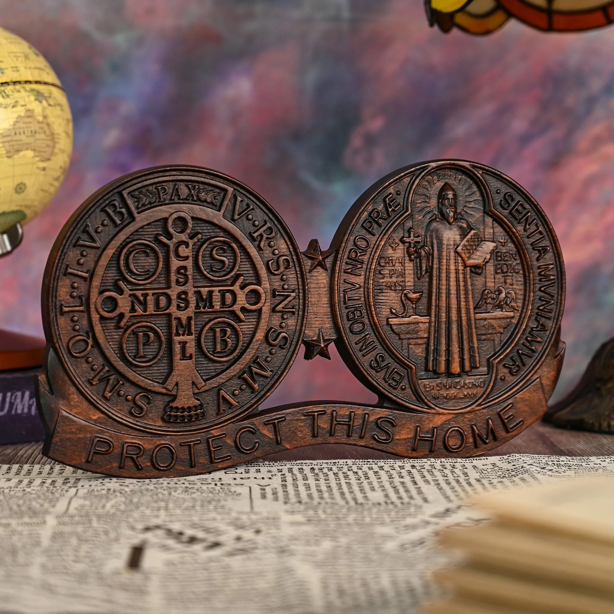 St. Benedict's Exorcism Medal Christian Wall Plaque GodlyGrind