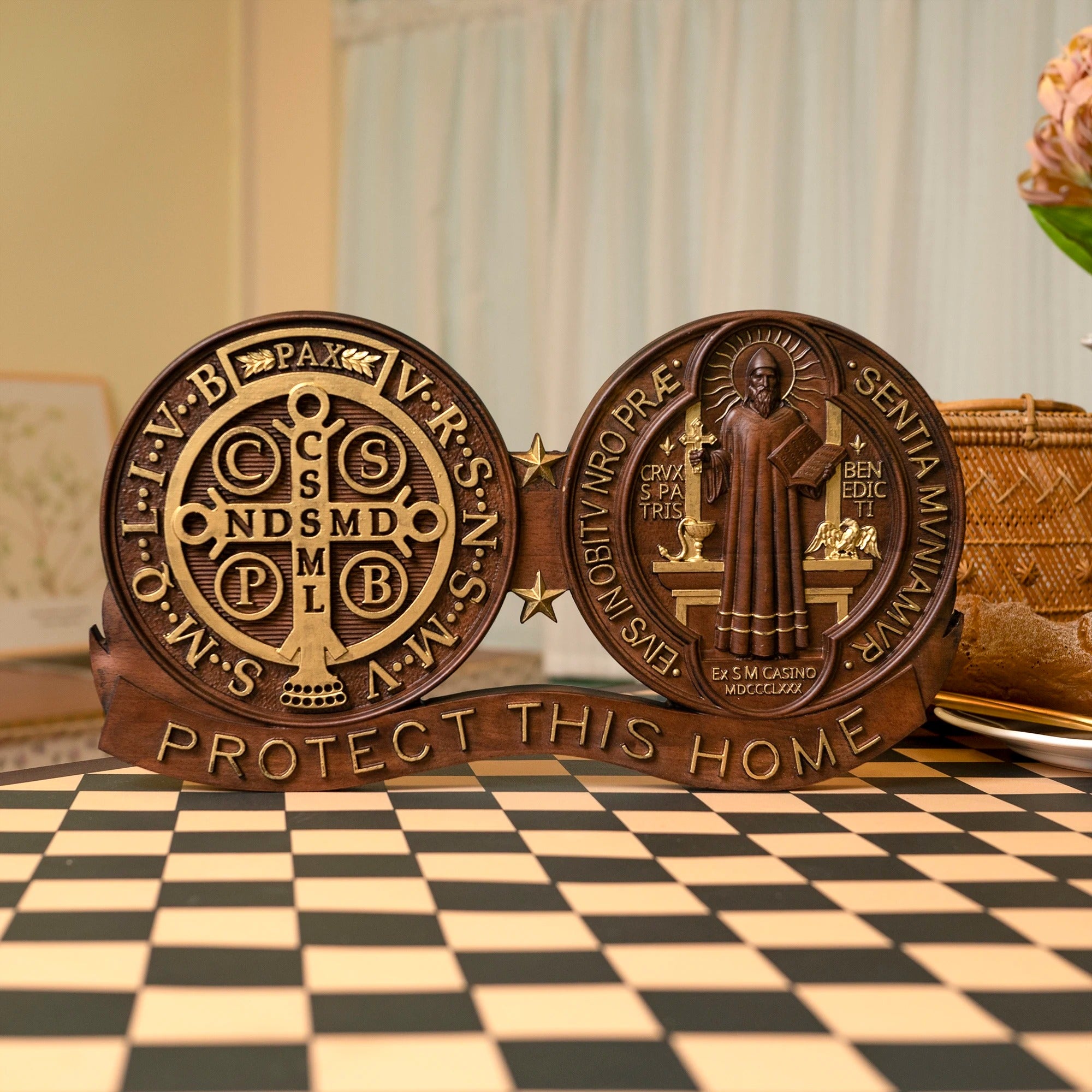 St. Benedict's Exorcism Medal Christian Wall Plaque GodlyGrind