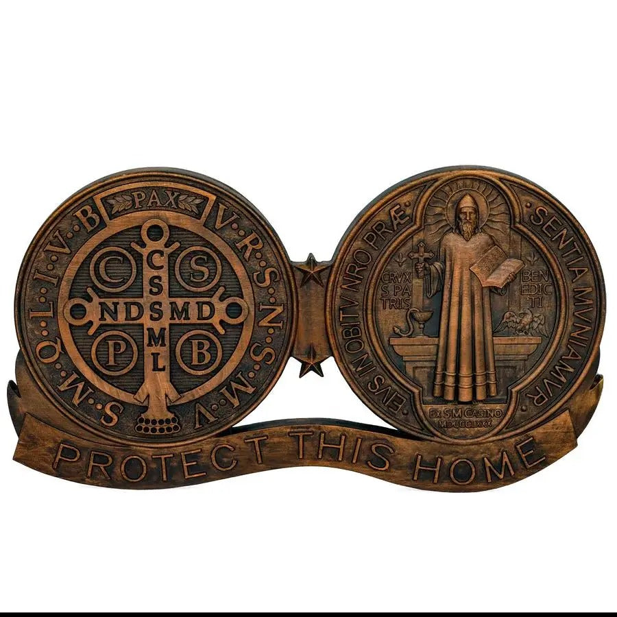 St. Benedict's Exorcism Medal Christian Wall Plaque GodlyGrind