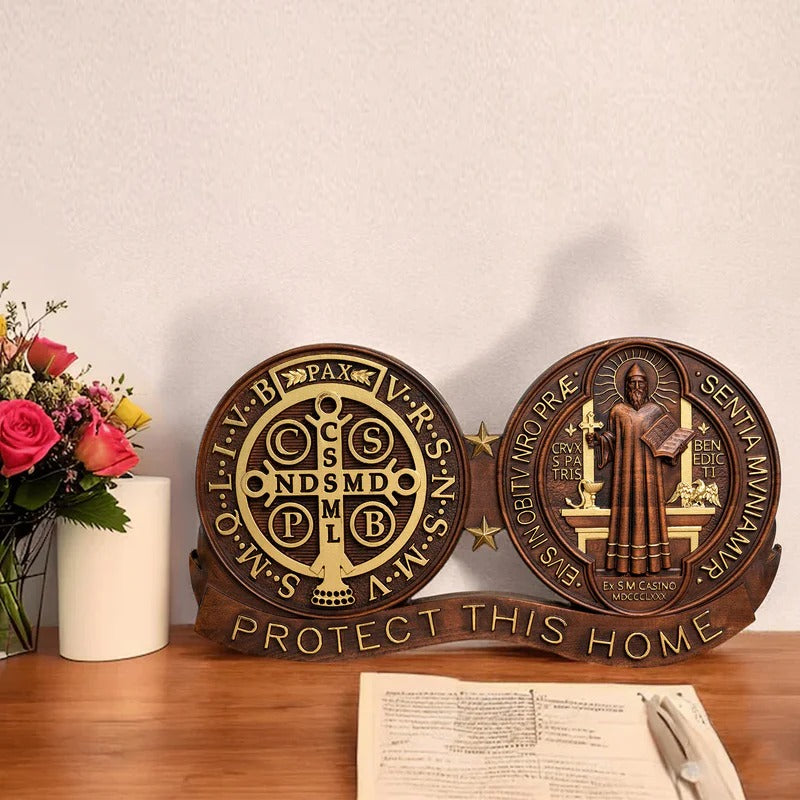 St. Benedict's Exorcism Medal Christian Wall Plaque GodlyGrind