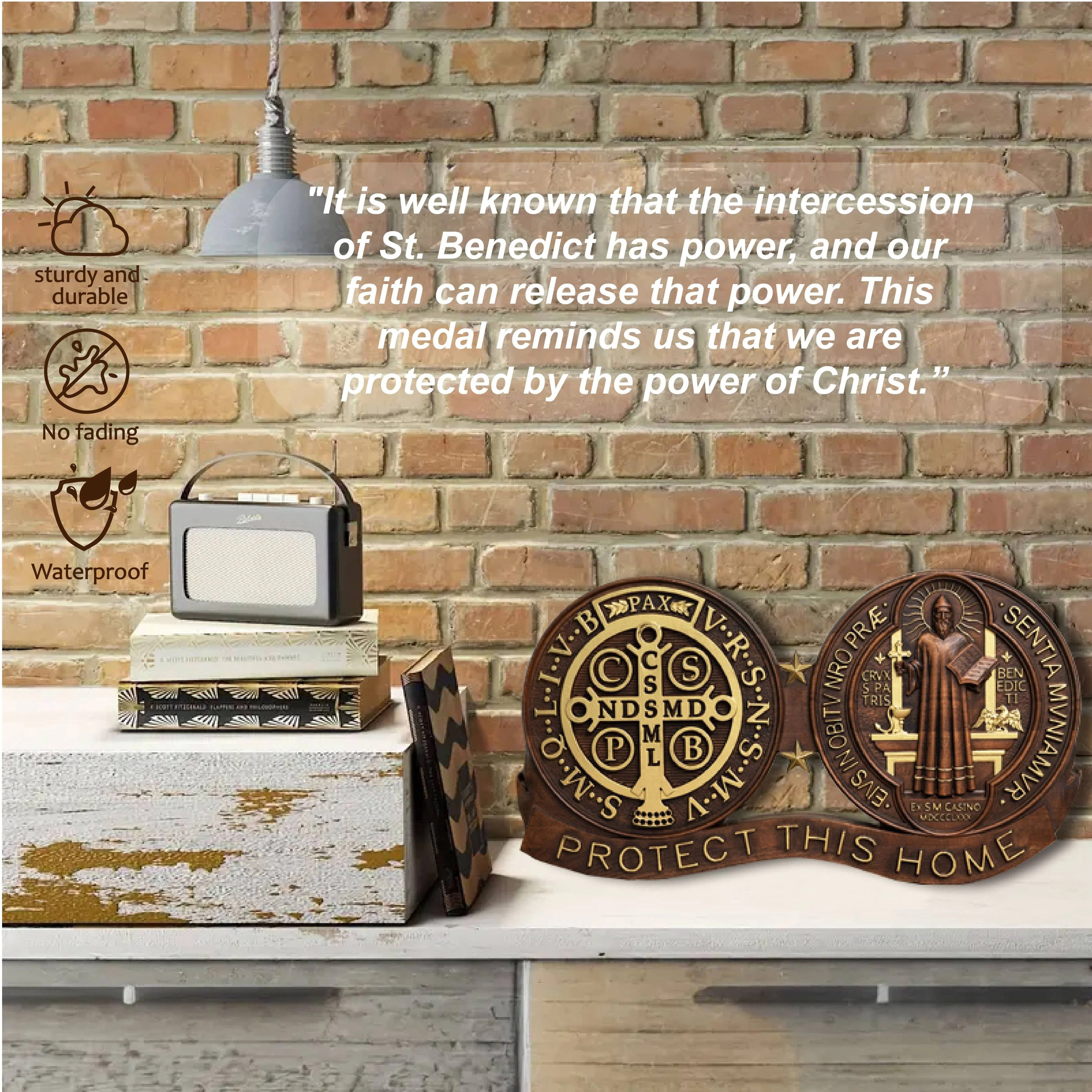 St. Benedict's Exorcism Medal Christian Wall Plaque GodlyGrind