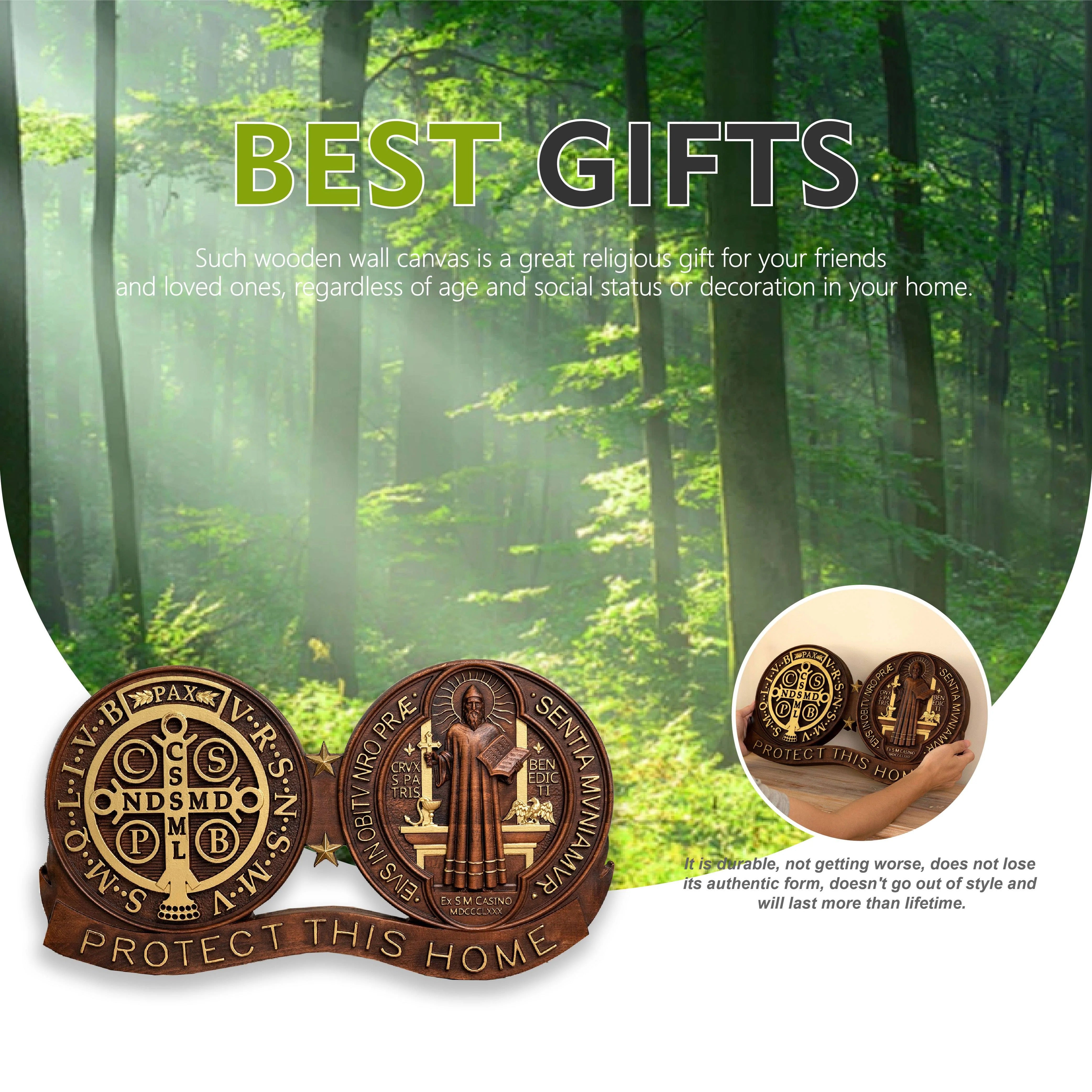 St. Benedict's Exorcism Medal Christian Wall Plaque GodlyGrind