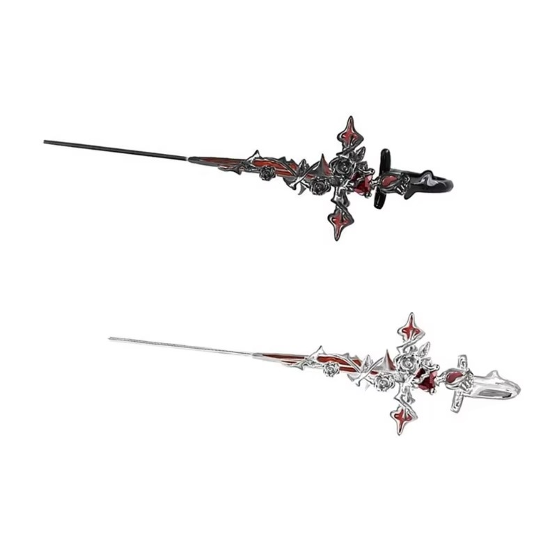 Thorned Rose Gothic Cross Earrings