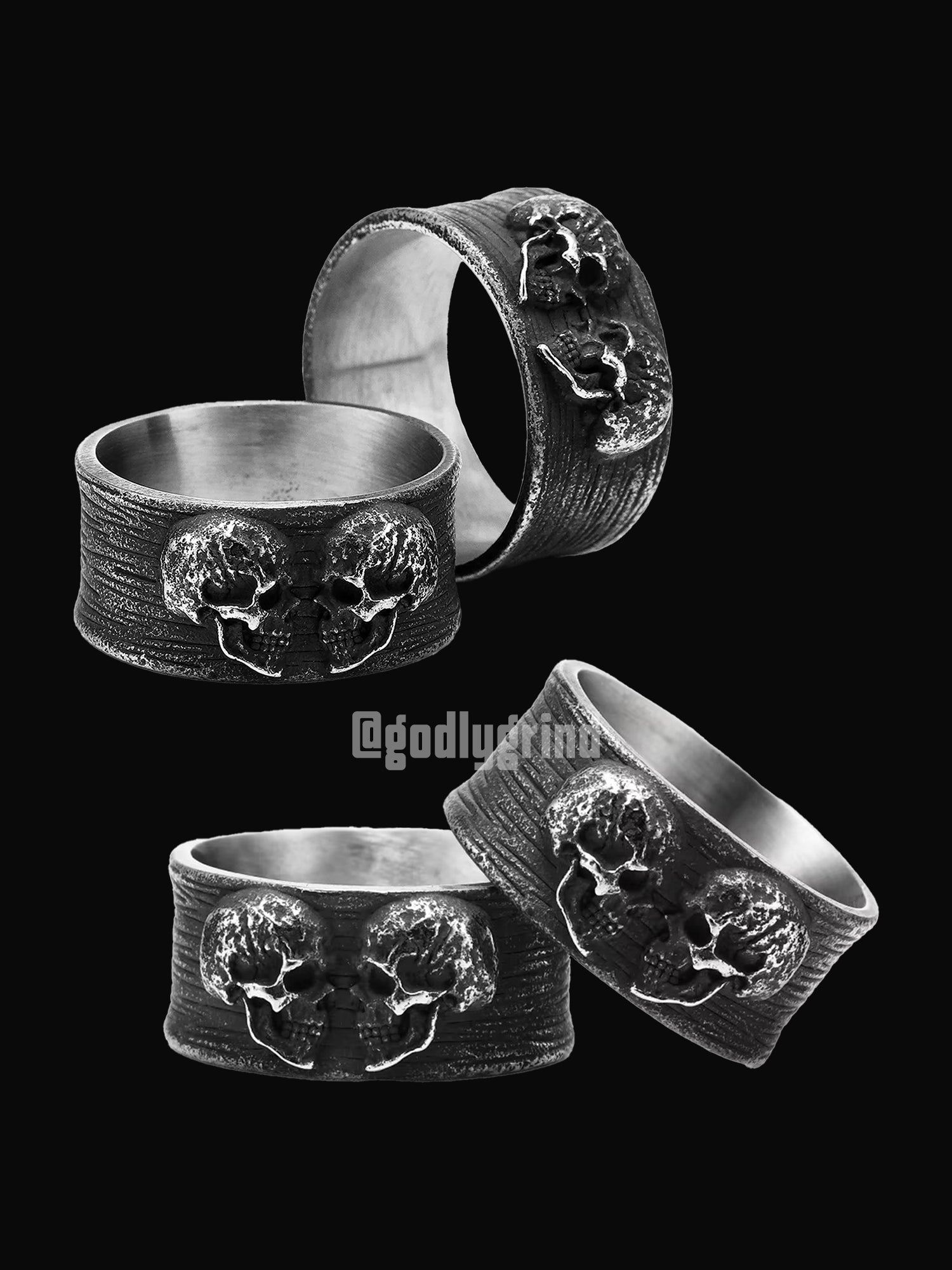 Twin Skull Stainless Steel Rings