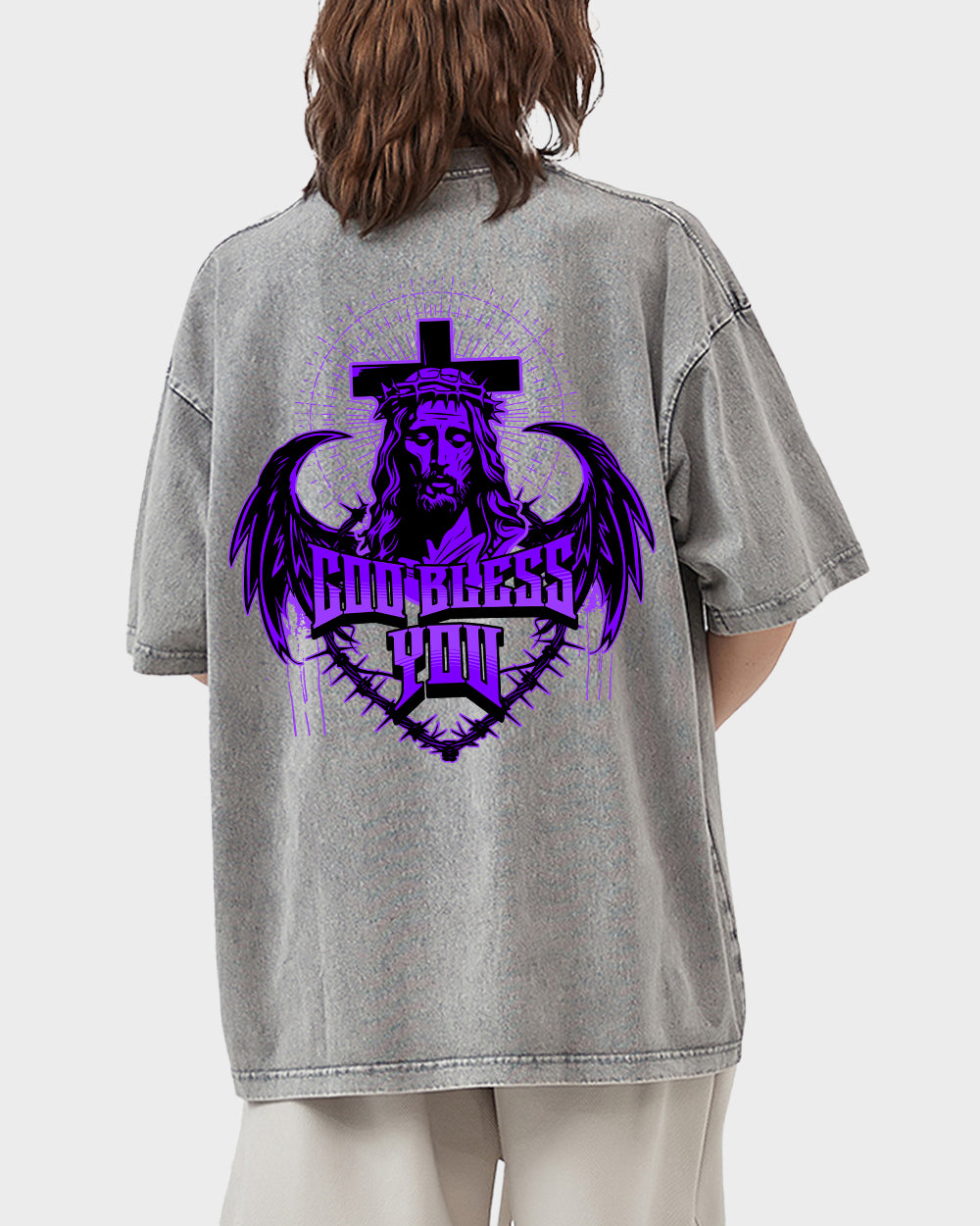 God Bless You Acid Wash Tshirt - Godlygrind