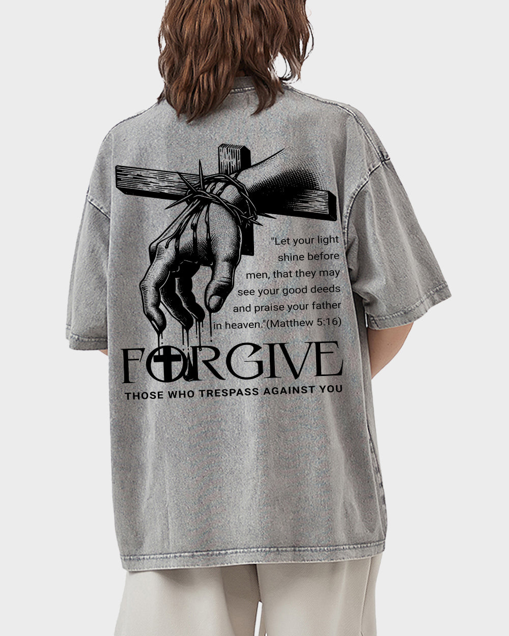 Forgive Those Who Trespass Against You Acid Wash Tshirt - Godlygrind