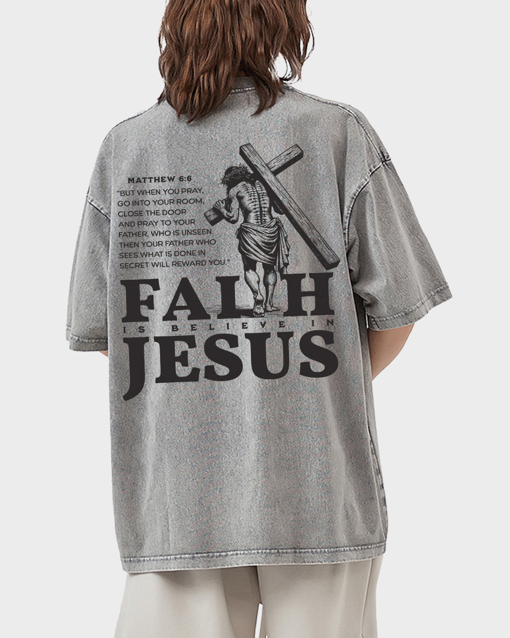 Faith Is Believe In Jesus Acid Wash Tshirt - Godlygrind