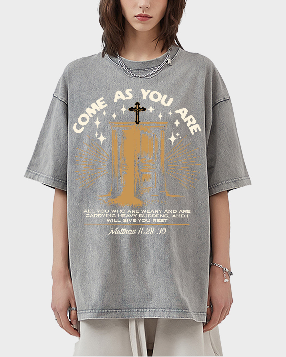 Come As You Are,The Promise of Rest Acid Wash Tshirt - Godlygrind