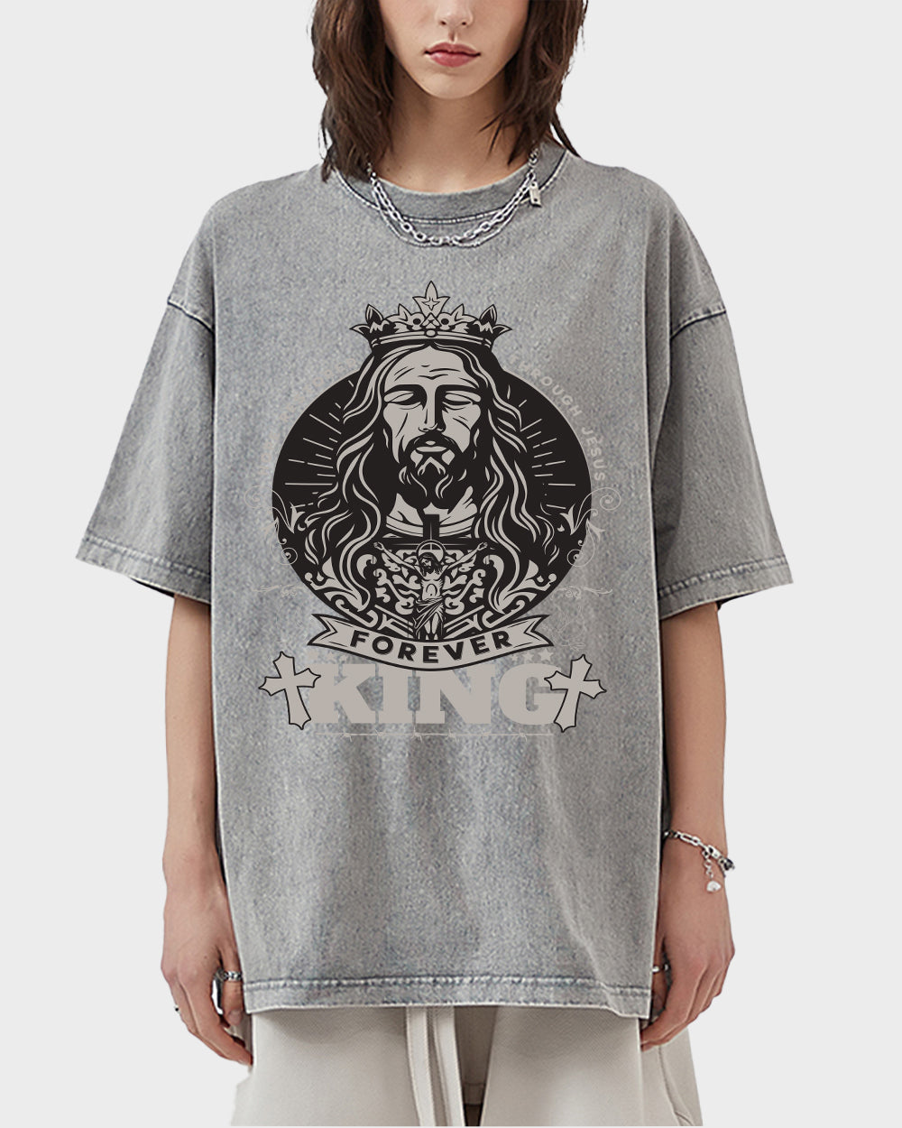 Forever King Acid Wash Tshirt - Godlygrind