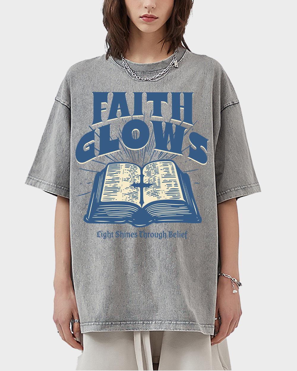 Faith Glows Acid Wash Tshirt - Godlygrind