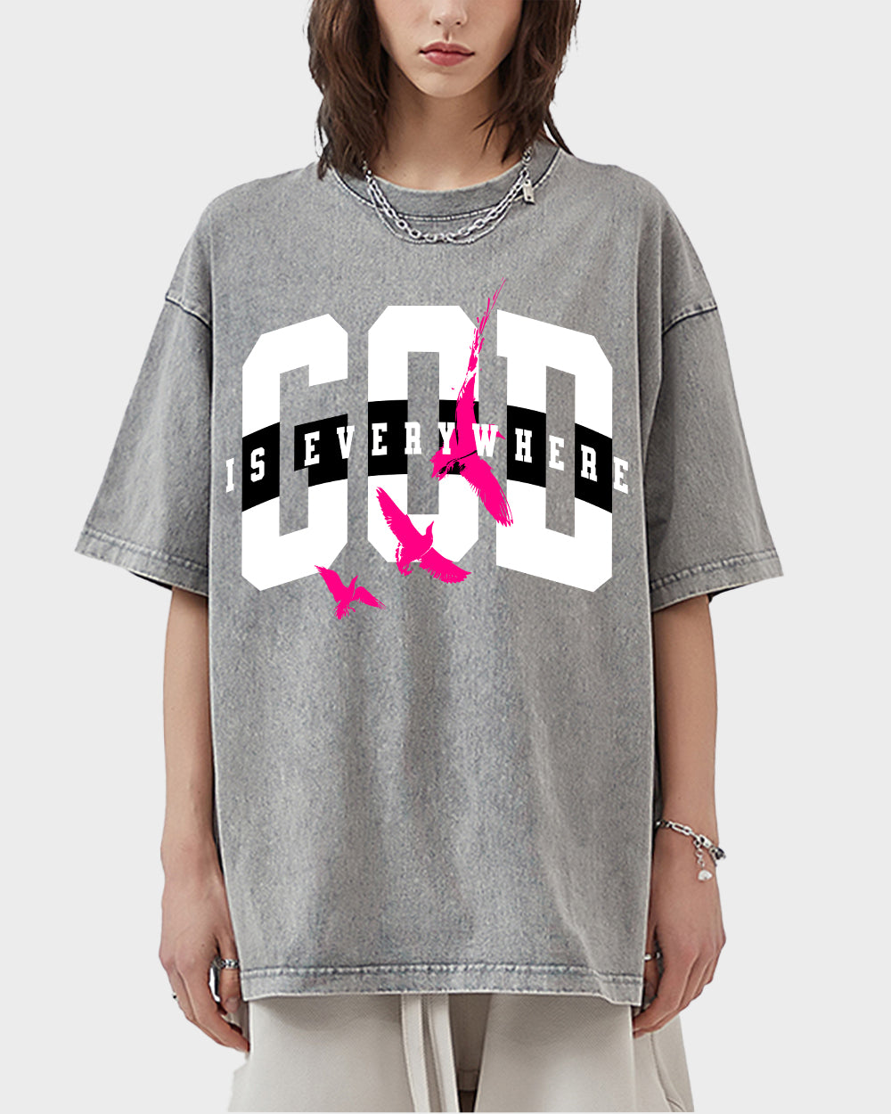 God Is Everywhere Acid Wash Tshirt - Godlygrind
