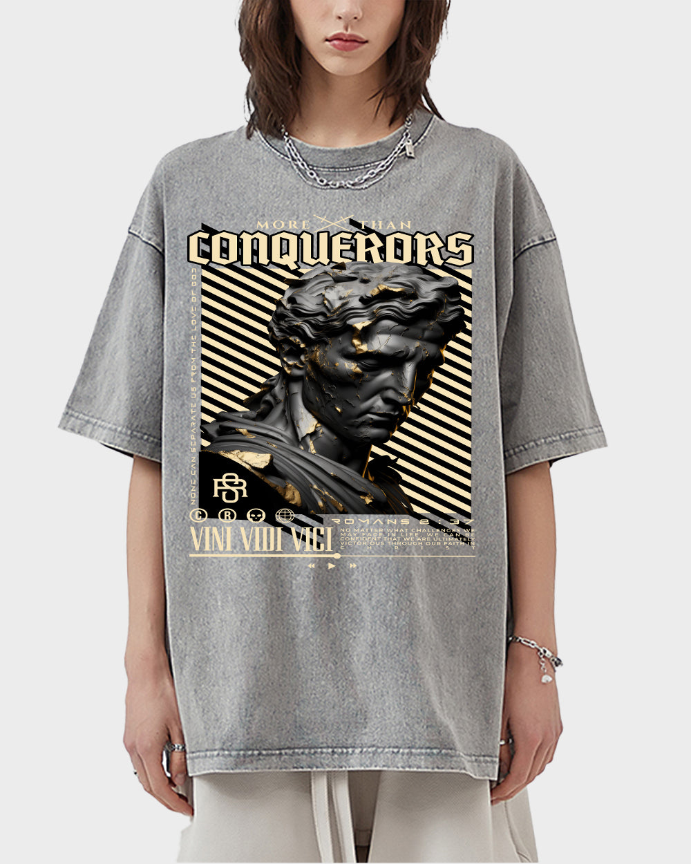Conquerors Acid Wash Tshirt - Godlygrind
