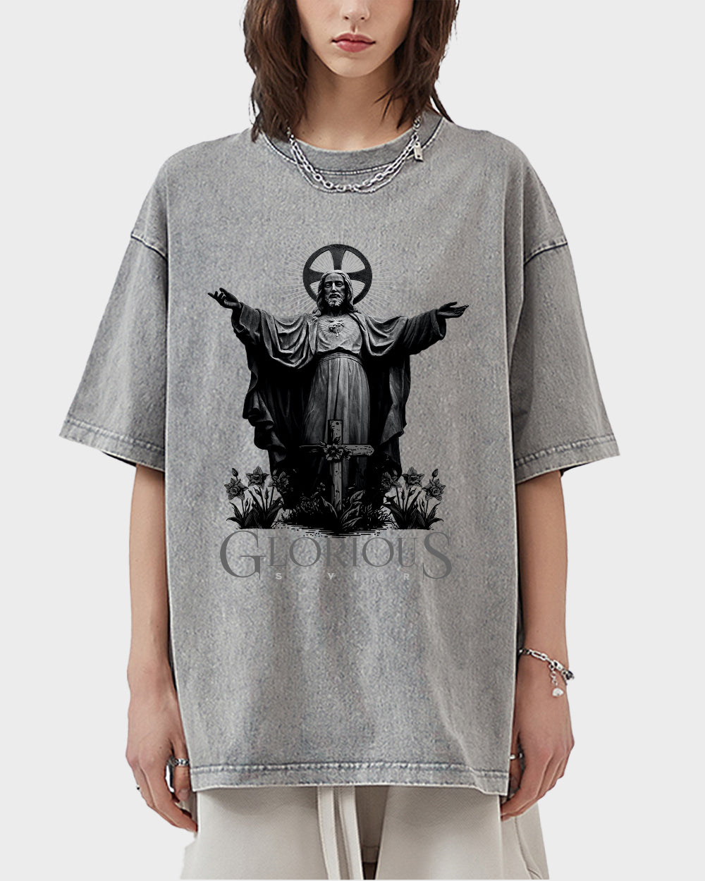 Glorious Savior Acid Wash Tshirt - Godlygrind