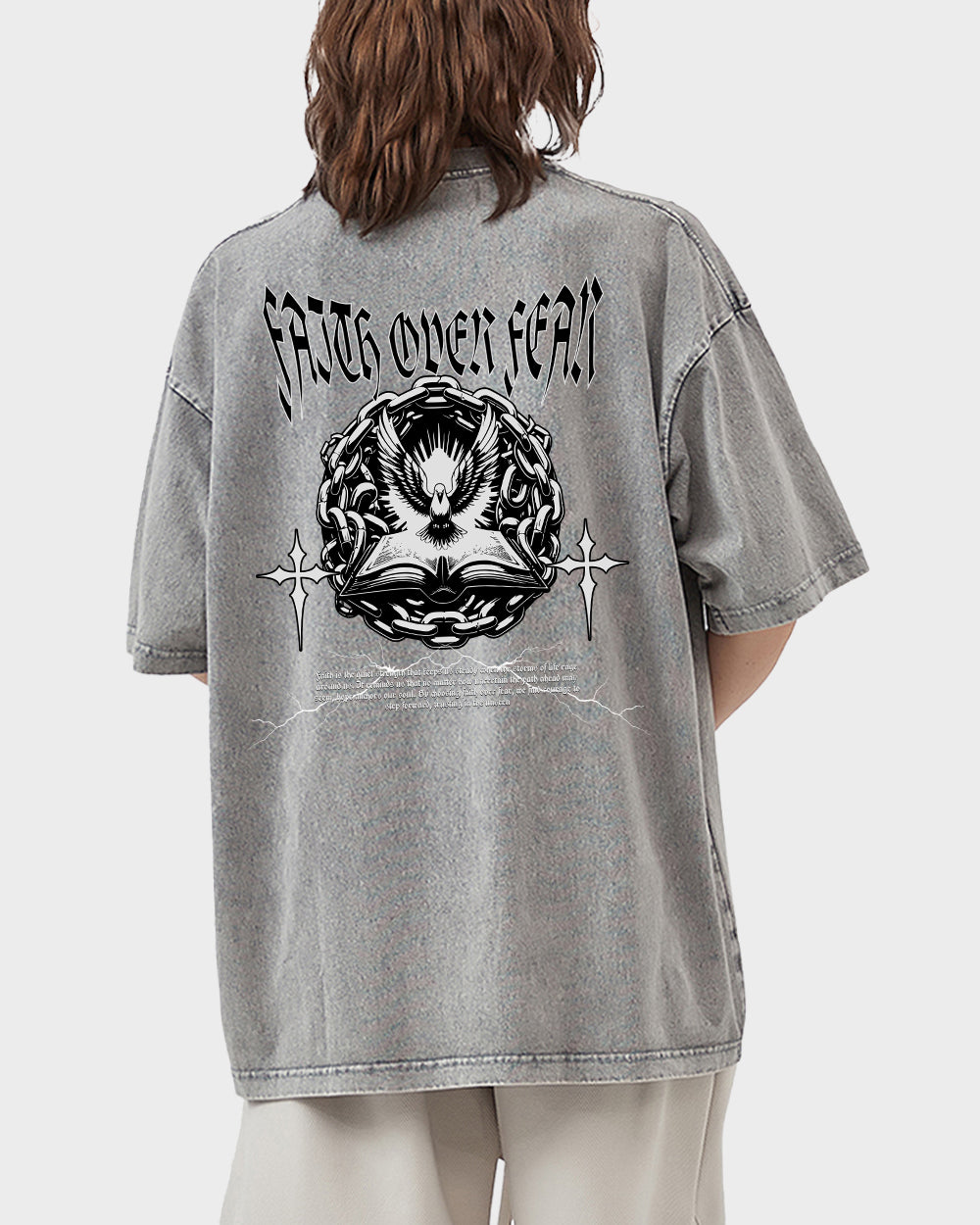 Faith Over Fear 4 Acid Wash Tshirt - Godlygrind
