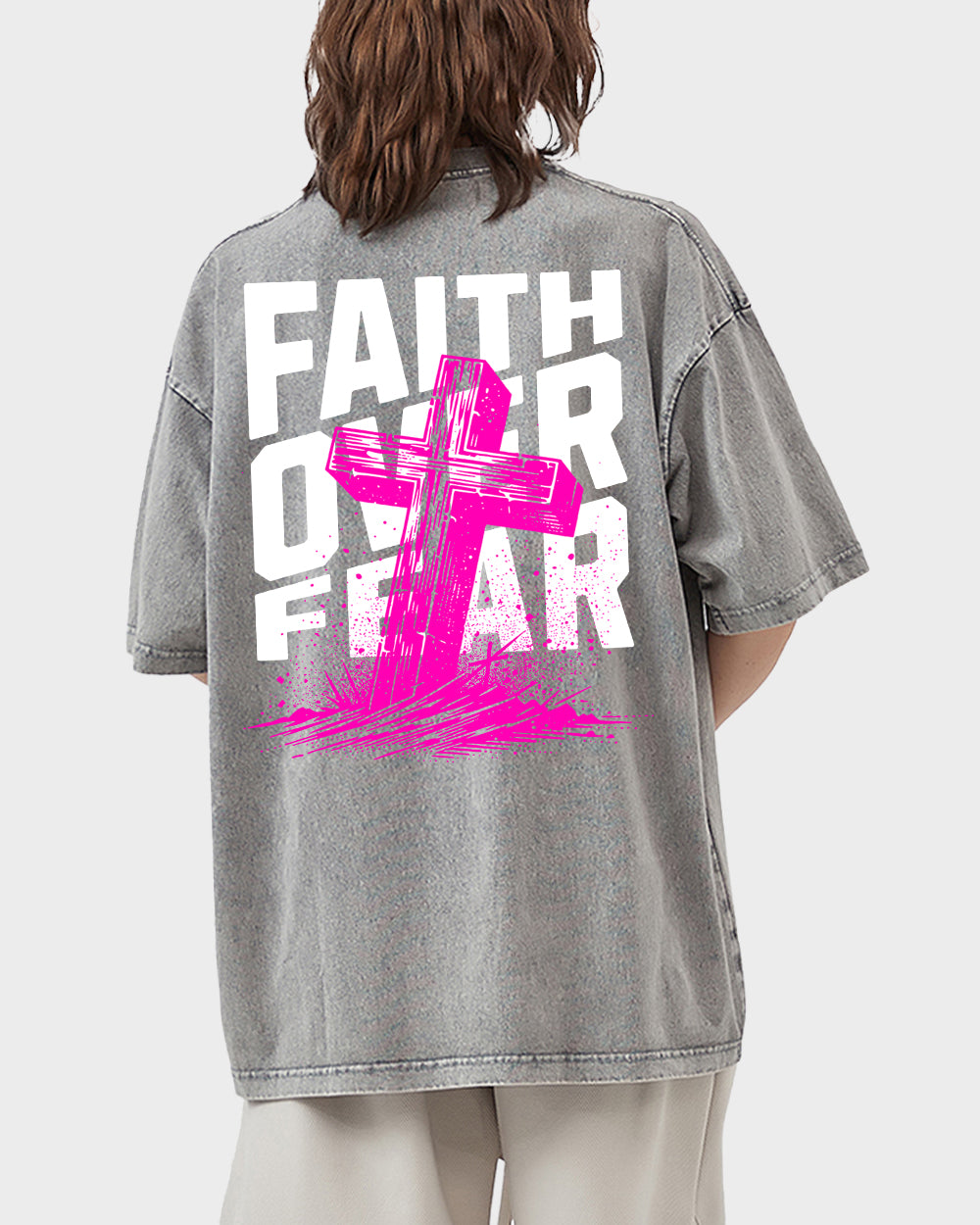 Faith Over Fear Acid Wash Tshirt - Godlygrind