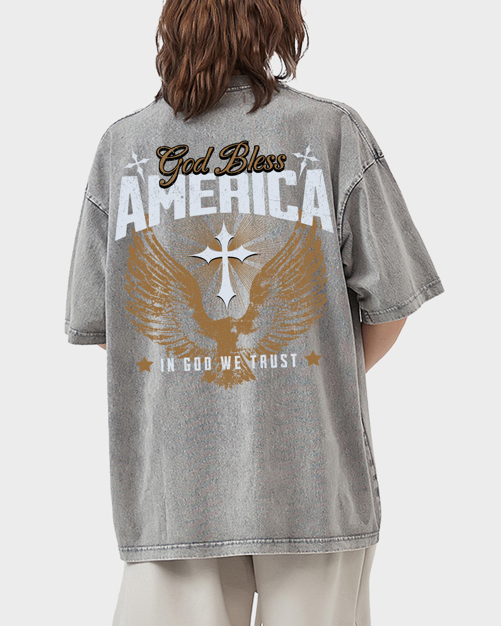 God Bless America Acid Wash Tshirt - Godlygrind