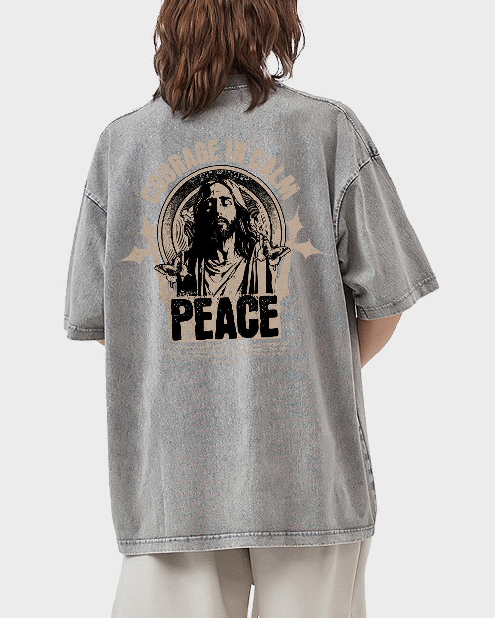 Courage In Calm Peace Acid Wash Tshirt - Godlygrind