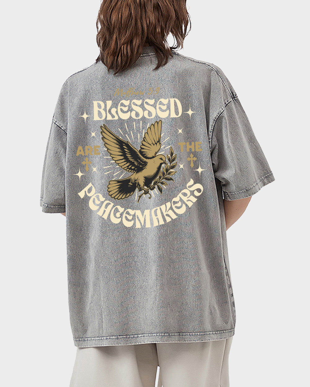 Blessed Are The Peacemakers Acid Wash Tshirt - Godlygrind