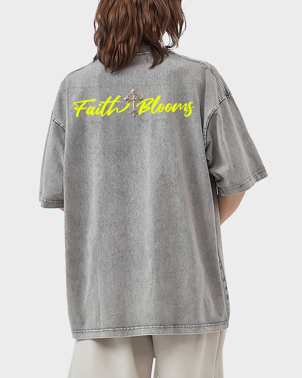 Faith Blooms Acid Wash Tshirt - Godlygrind