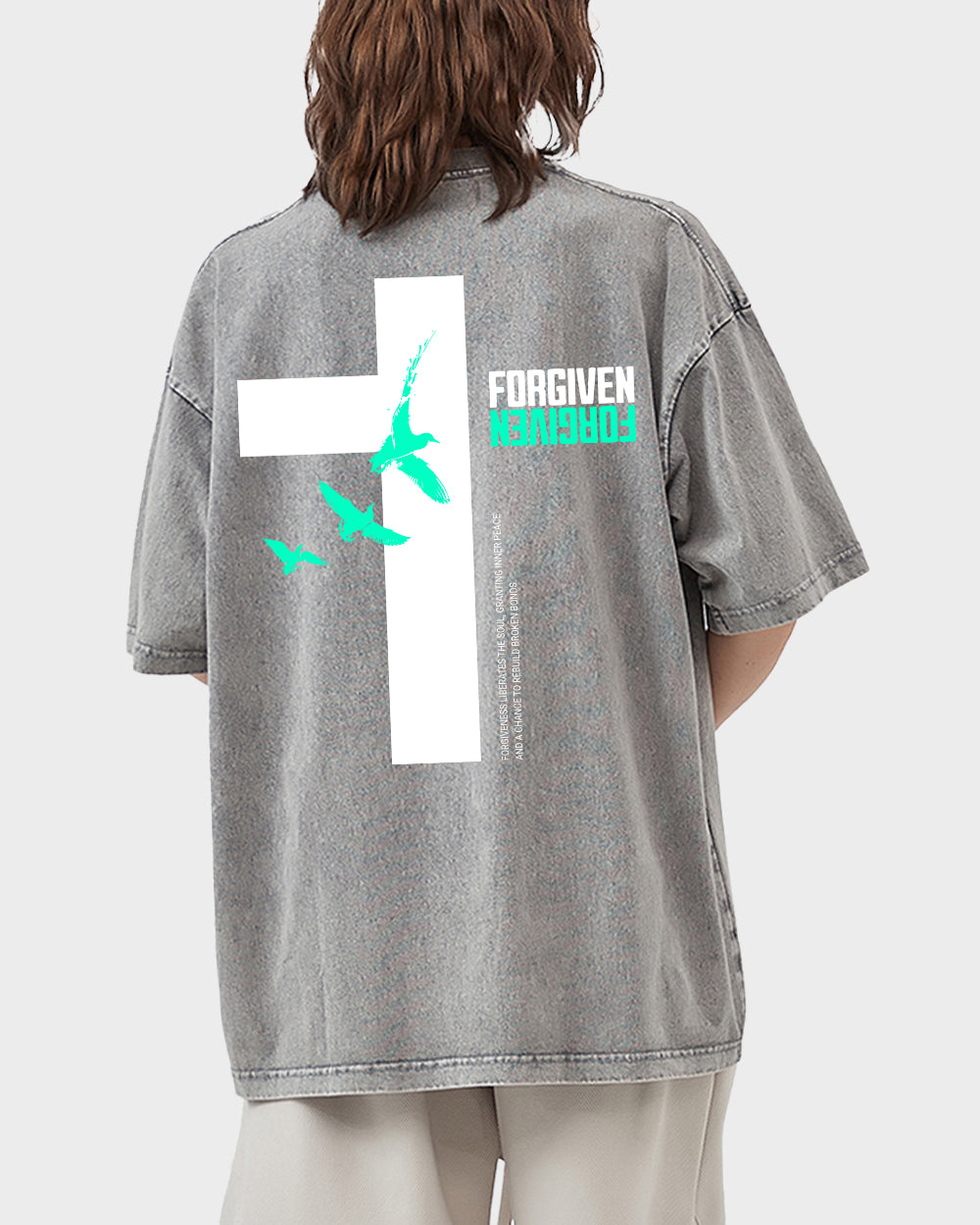Forgiven Minimalist Acid Wash Tshirt - Godlygrind