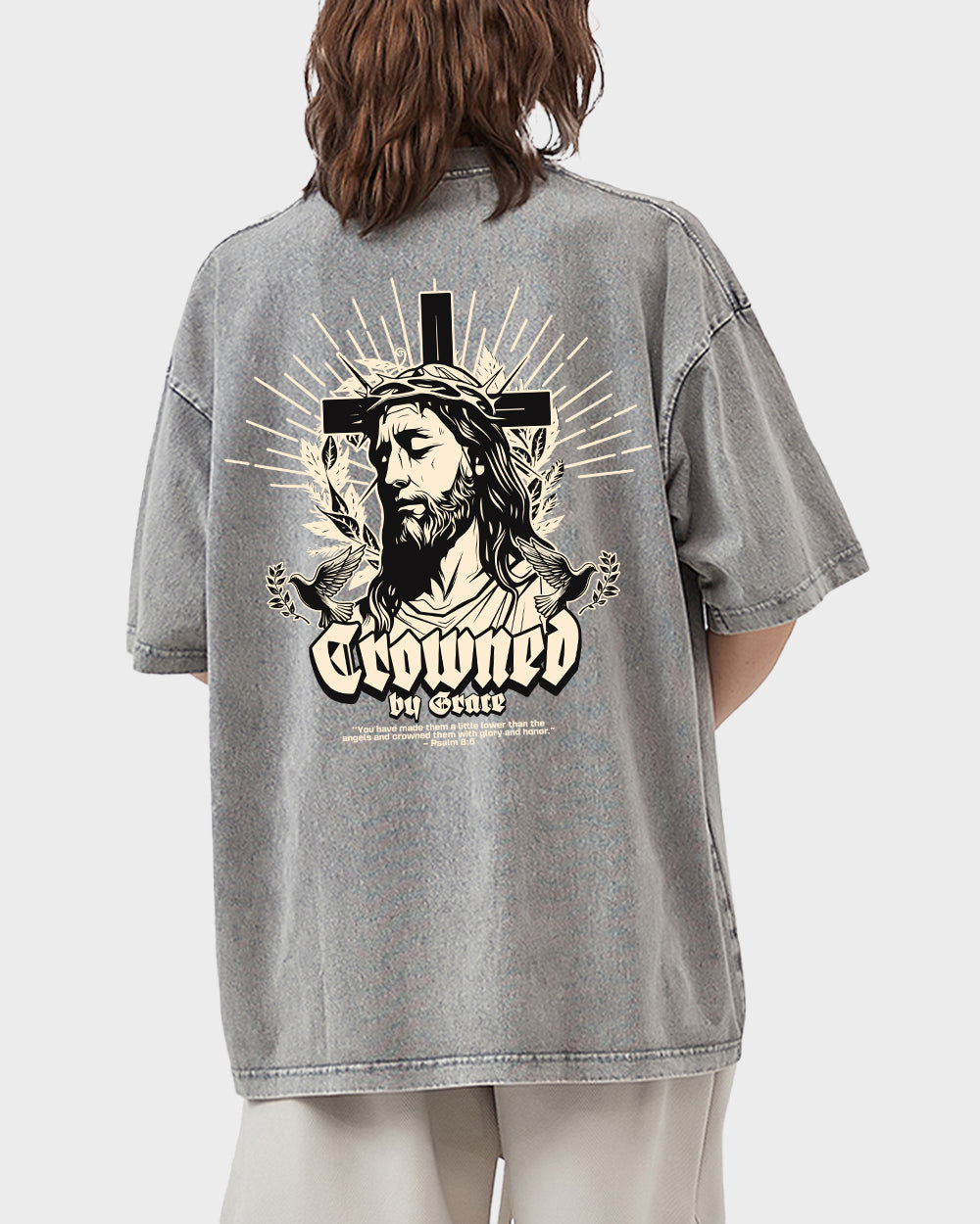 Crowned by Grace Acid Wash Tshirt - Godlygrind