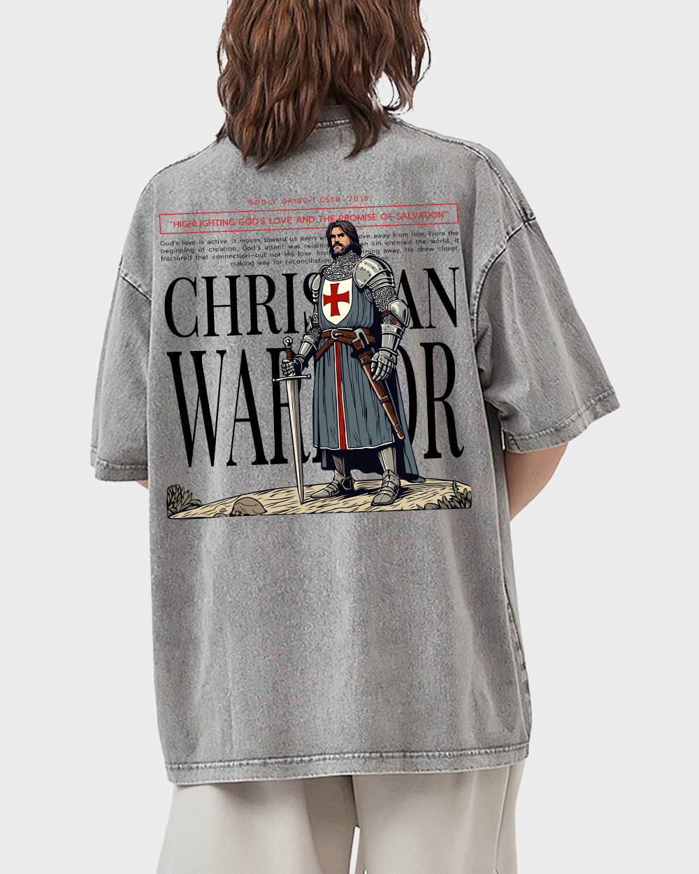 Christian Warrior Acid Wash Tshirt - Godlygrind