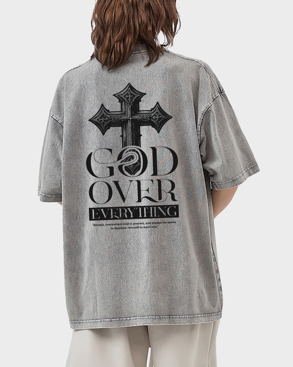 God Over Everything Acid Wash Tshirt - Godlygrind