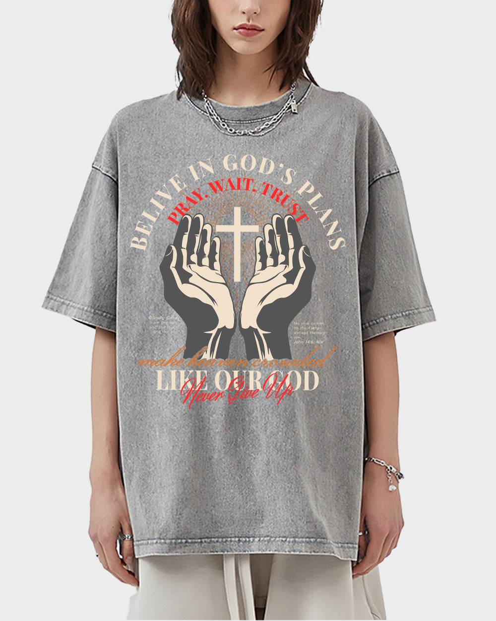 Belive in God's Plans Acid Wash Tshirt - Godlygrind