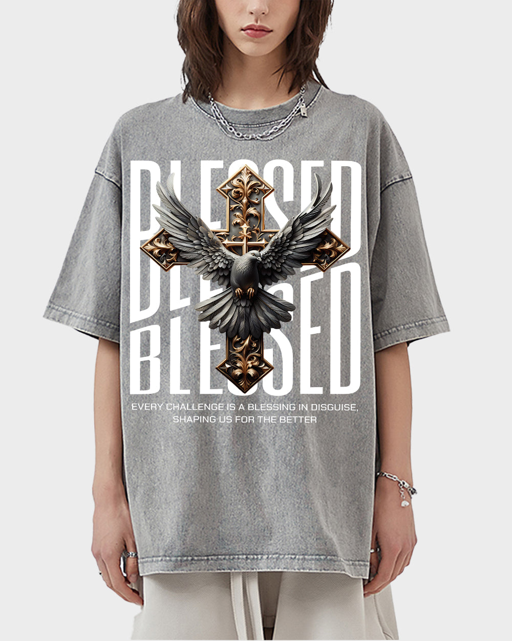 Every challenge is a blessing in disguise Acid Wash Tshirt - Godlygrind