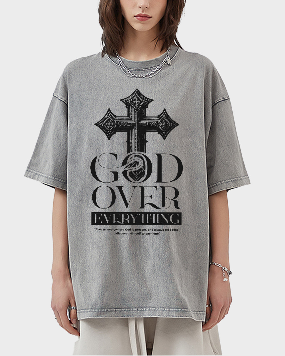 God Over Everything Acid Wash Tshirt - Godlygrind