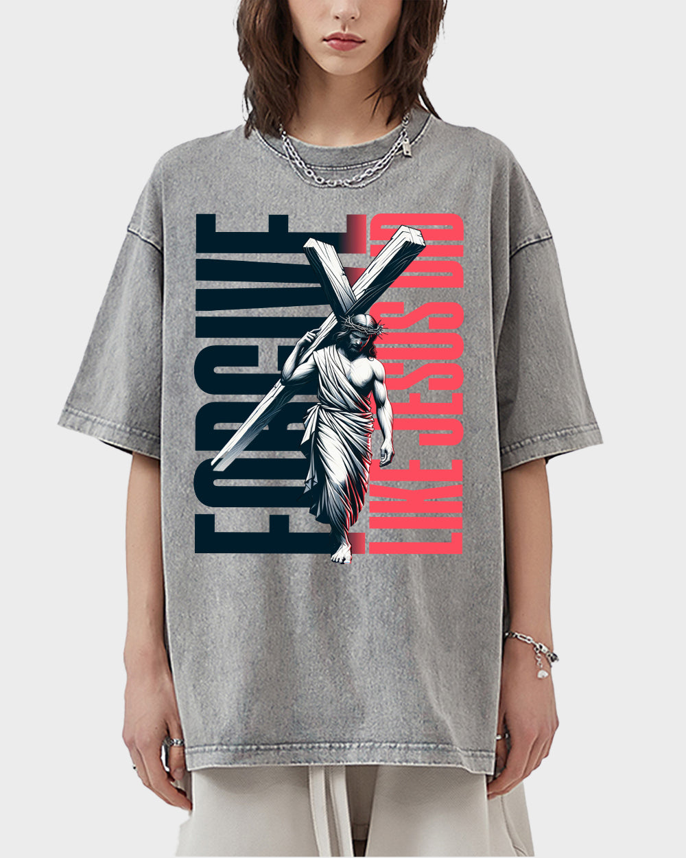 Forgive Like Jesus Did Acid Wash Tshirt - Godlygrind