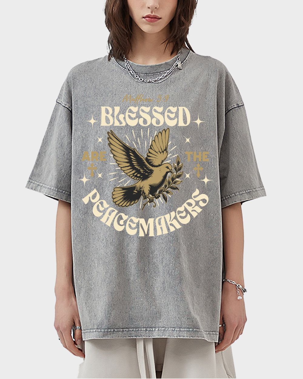 Blessed Are The Peacemakers Acid Wash Tshirt - Godlygrind