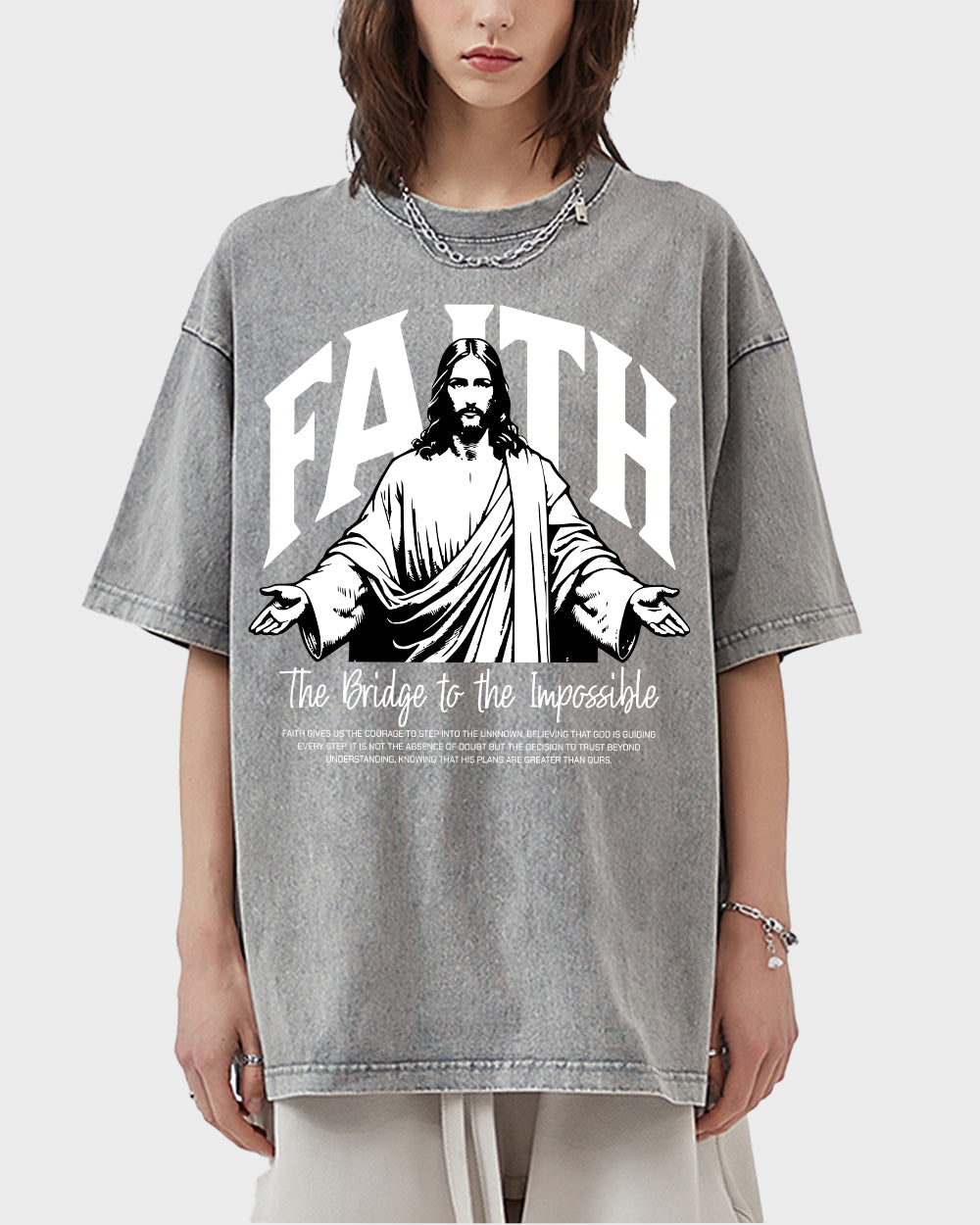 FAITH The Bridge to the Impossible Acid Wash Tshirt - Godlygrind