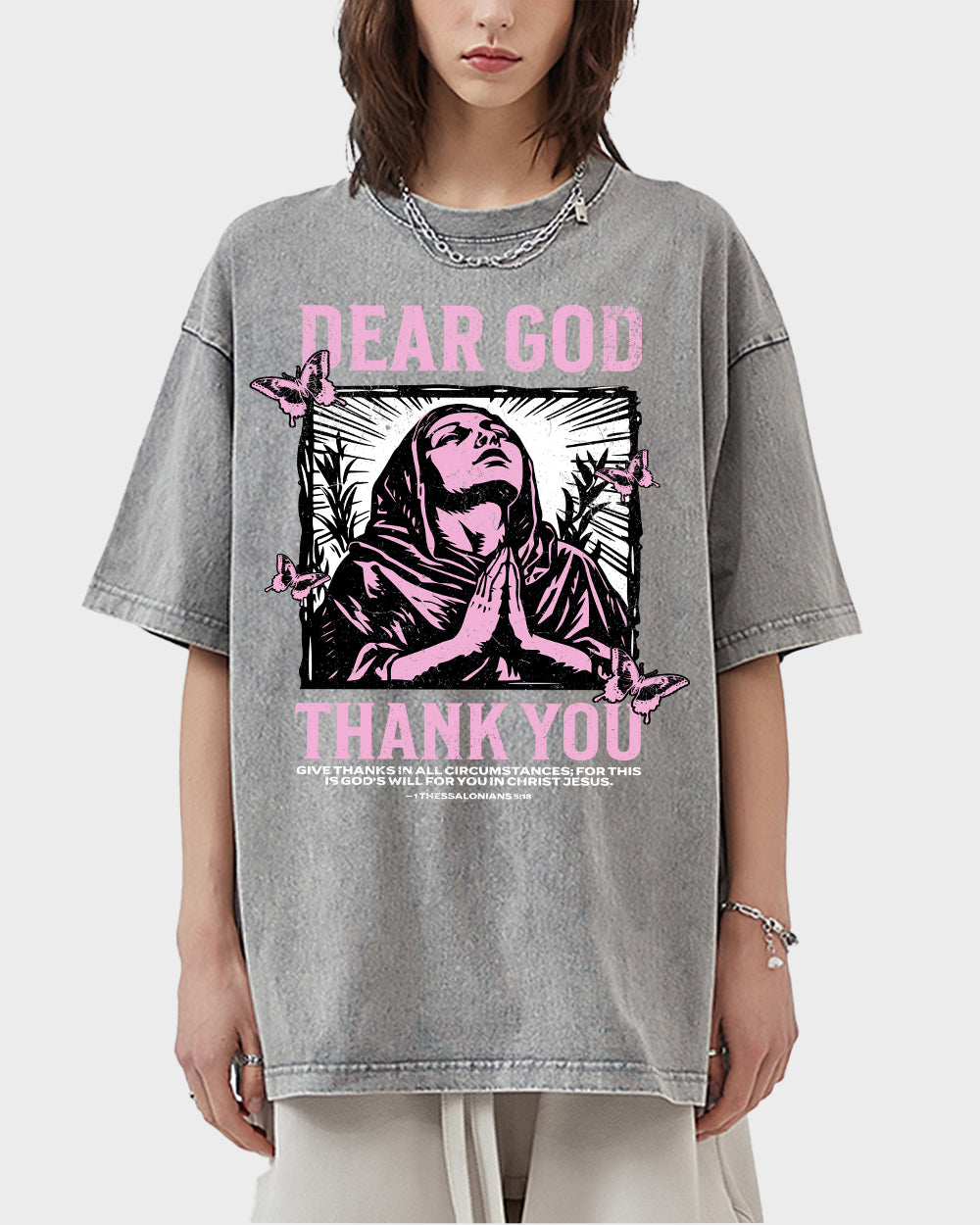 Give thanks in all circumstances 1 Thessalonians 518 NIV Acid Wash Tshirt - Godlygrind